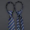 No Knots, Lazy, Simple Zipper, Tie Tie, Formal Wear, Business Work, White-Collar Shirt For Sale, Dark Blue Stripes.