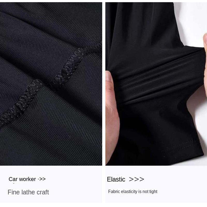 Summer Cool Ice Silk Men's Large Size Shorts Straight 7-point Pants Thin Quick-dry Sports Baggy 7-point Pants 5-point Pants