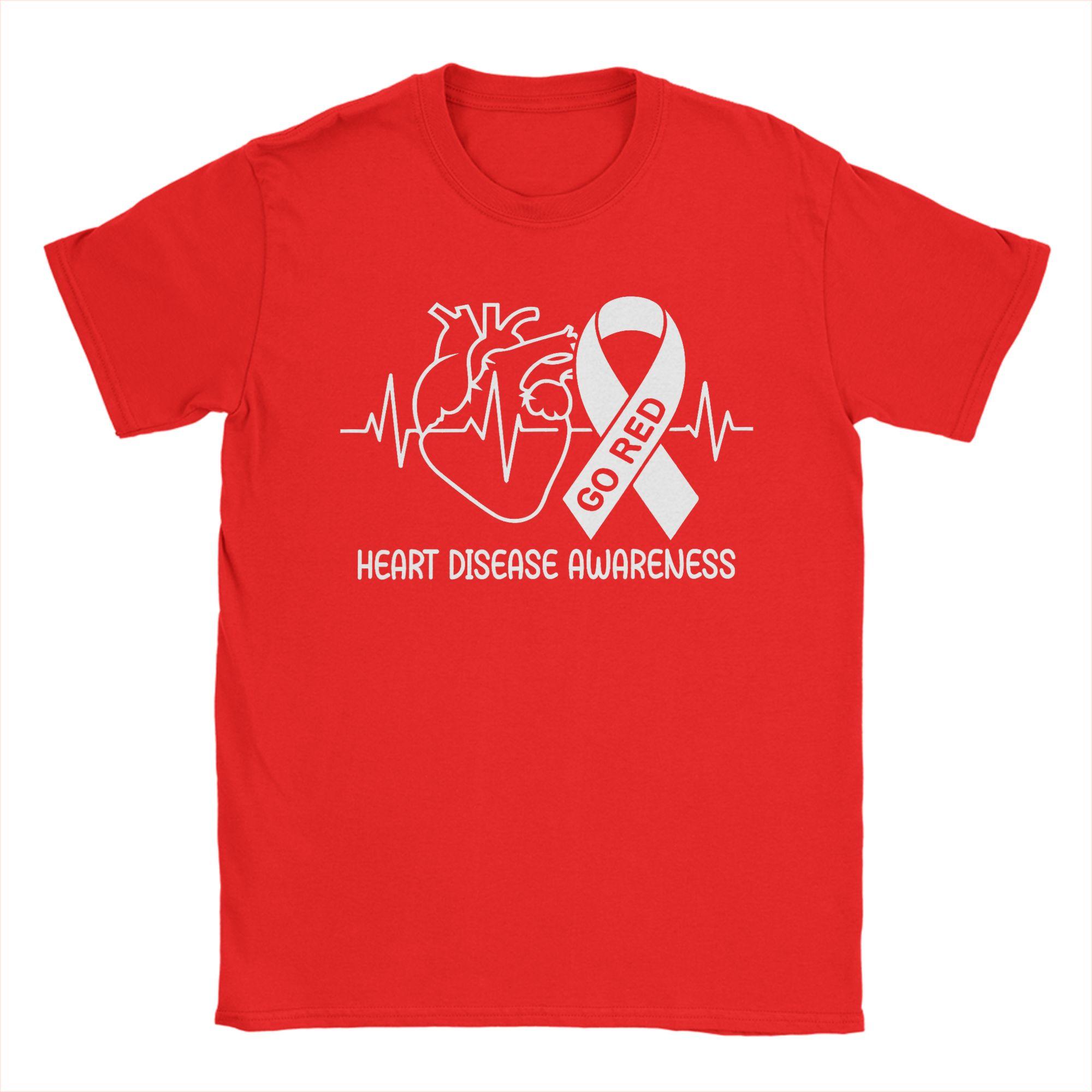 Go Red Heart Disease Awareness February Red Ribbon Month T Shirt Summer Cotton TShirts For Unisex Harajuku Custom Logo Tee Shirt S
