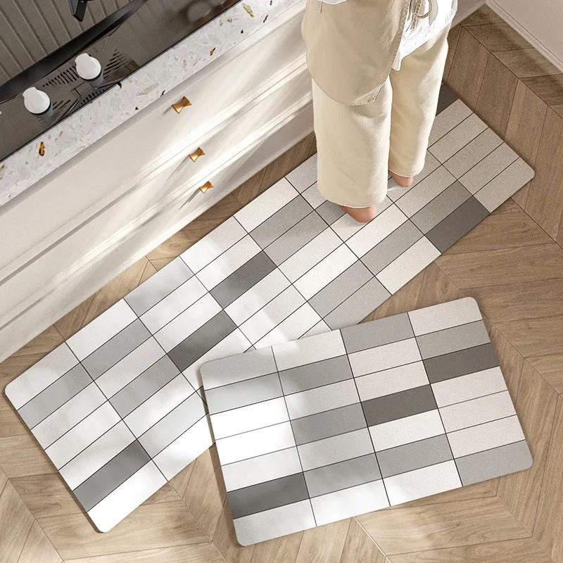 Leather Kitchen Carpet Set Waterproof Non-slip Strip Floor Mat Modern Simple Style High Quality Easy Clean Floor Decorative Rugs