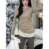 Women's 2025 Autumn/Winter Slim-Fit Color-Block Thermal Long-Sleeve T-Shirt
