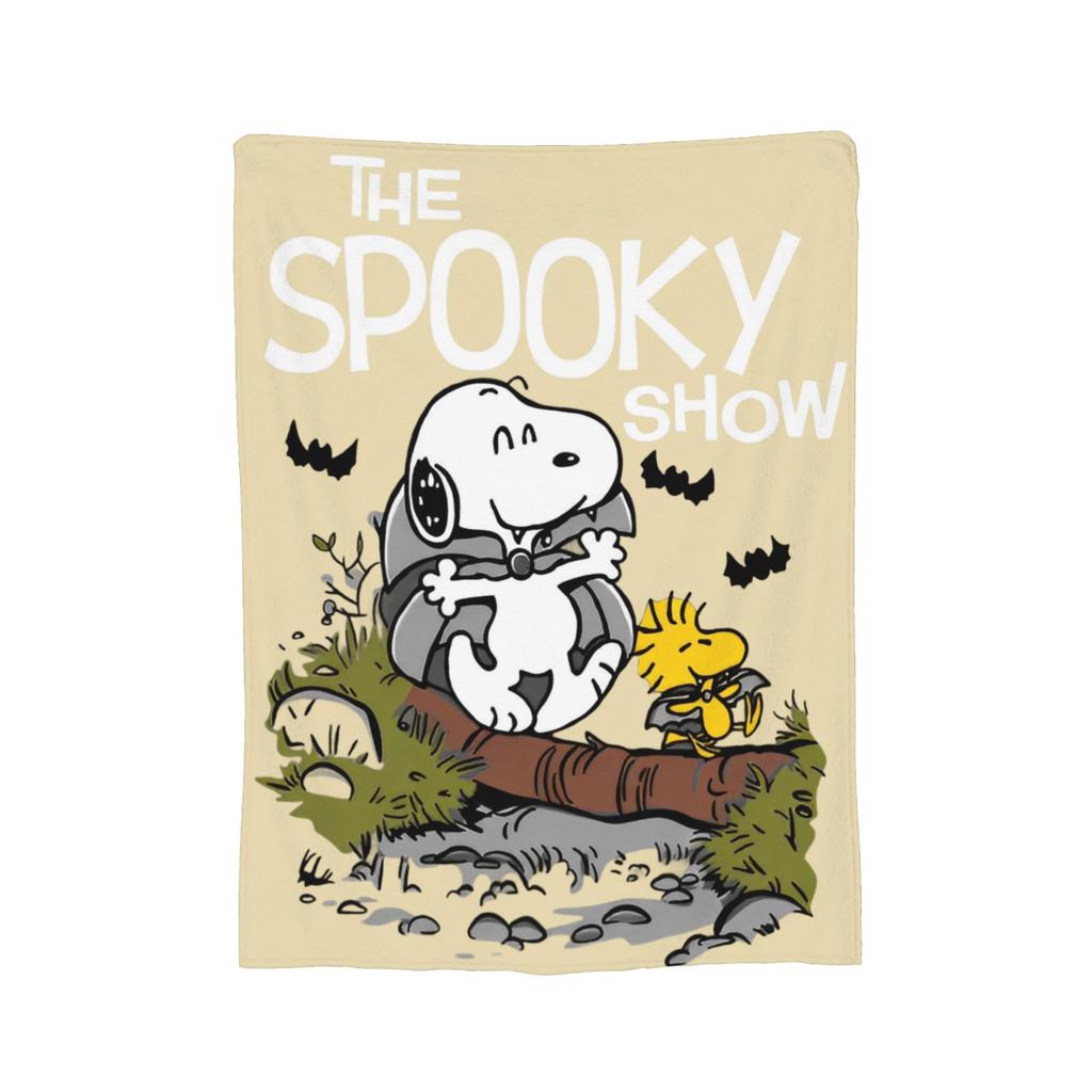 Snoopys Woodstock Velvet Throw Blanket Cartoon Blankets for Sofa Bedroom Super Warm Quilt,