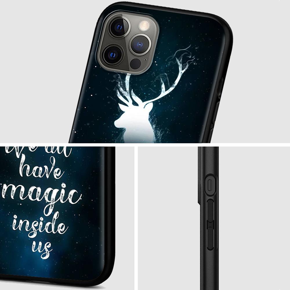 Black Case For Iphone 14 11 13 Pro Max 12 Mini Xr 7 8 Plus Se 2020 Xs 6 6s +Coque Soft Mobile Phone Bag Cover Deer Art Poster