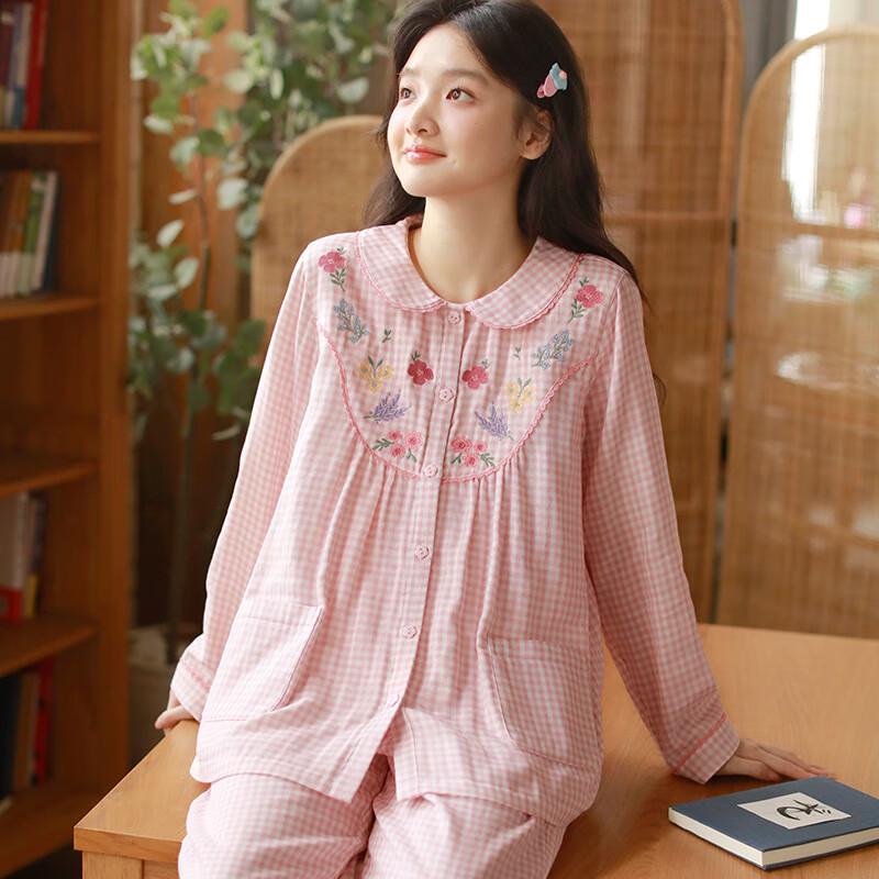 

Lilang Women s Autumn Embroidered Cotton Pajama Set