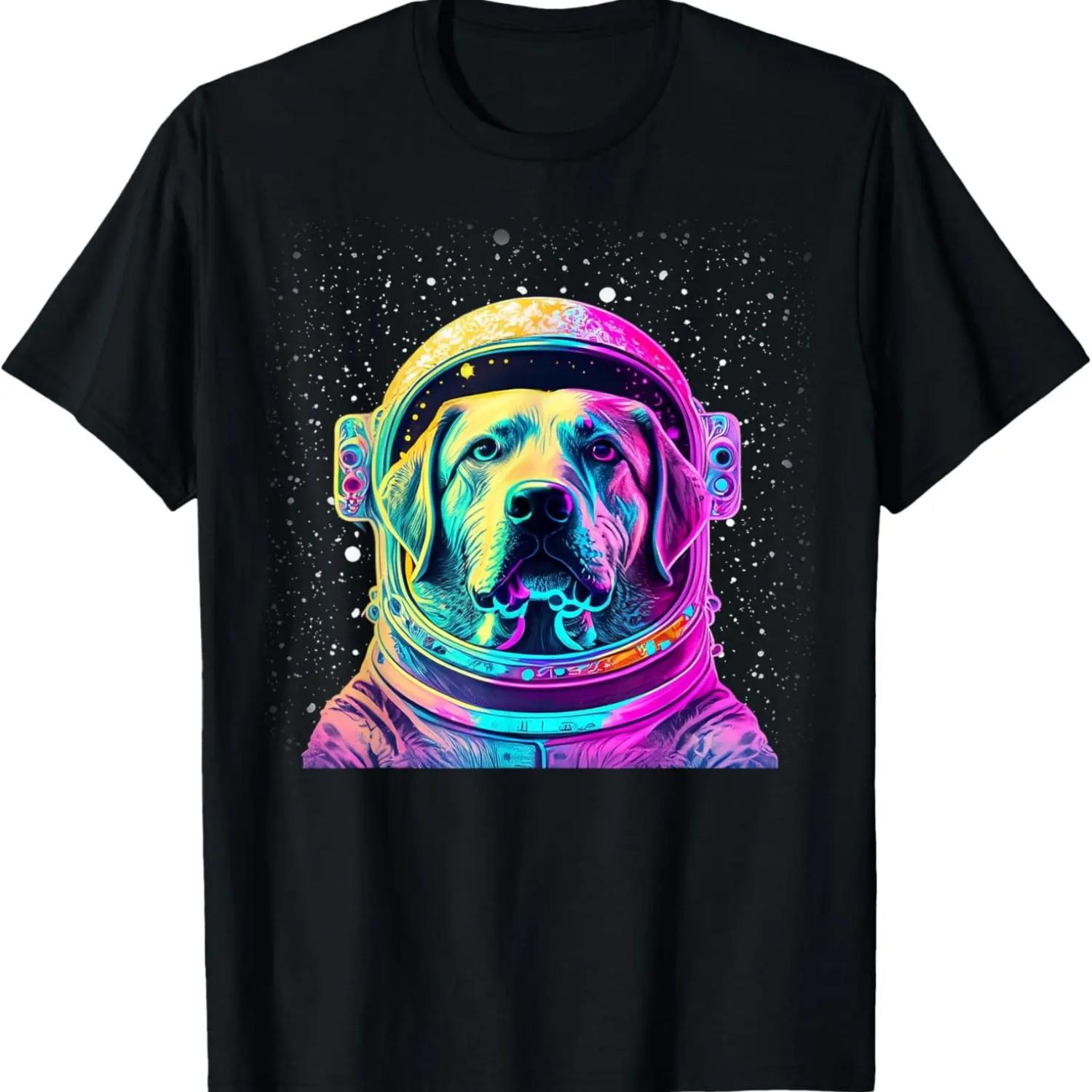 Space Dog_ Labrador Astronaut Adventure Colorful Galaxy T-Shirt S чёрный