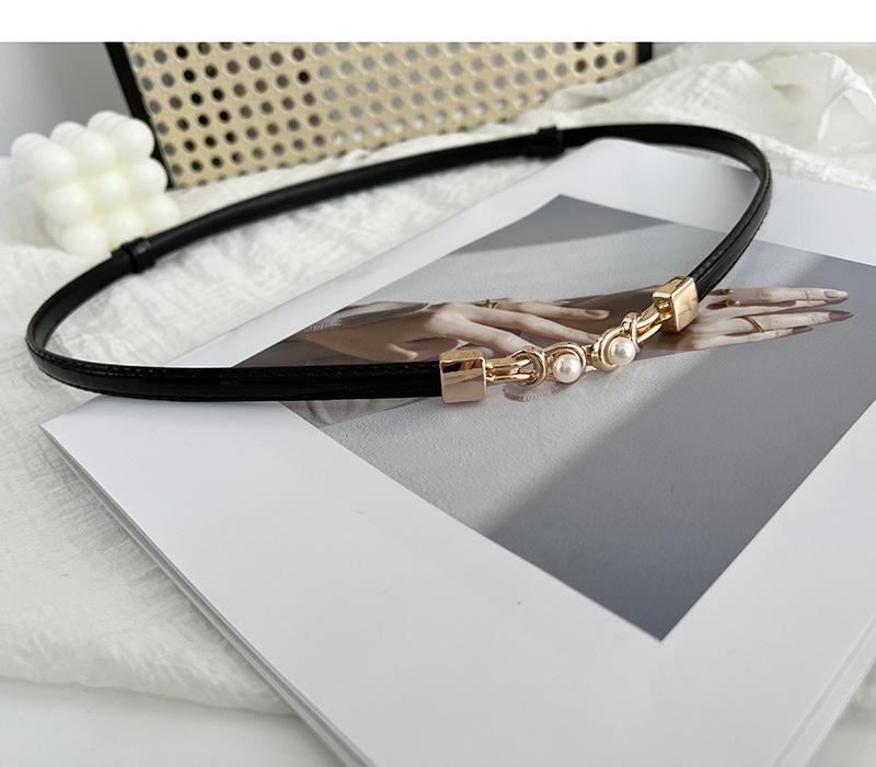 

Black Matte Classic Womens Fashion Waist Belt With Elegant Pearl Buckle For Wear Stylish Black Glossy
