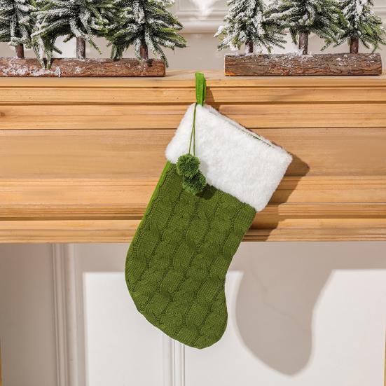 Weihnachtsstrümpfe 17 Zoll Groß Gestrickt Kamin Hängender Strumpf mit Kunstfell Weißer Umschlag für Weihnachtsfeiertags-Partydekoration