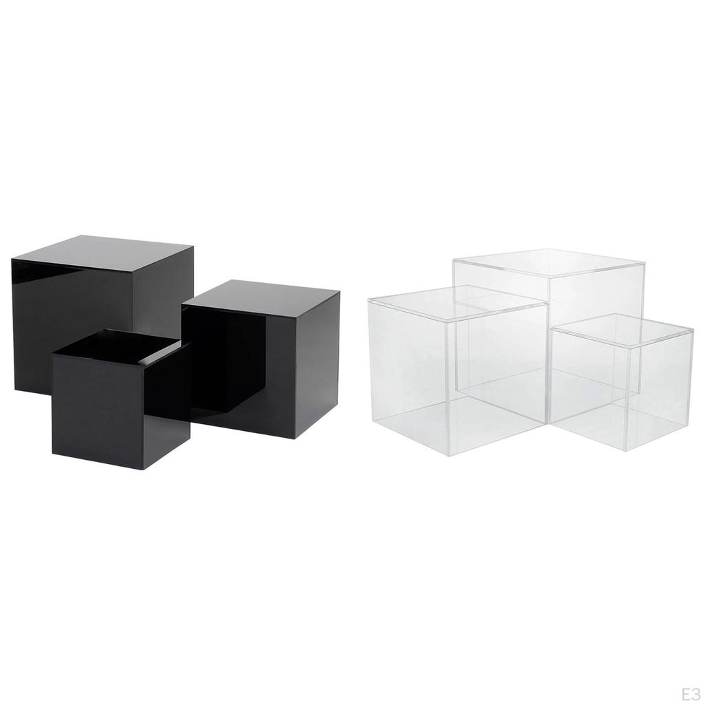 Confezione da 3 Scatole Cubiche Acriliche Espositive Contenitori Portatorte Cubi Multiuso 4" 5" 6" per Dolcetti