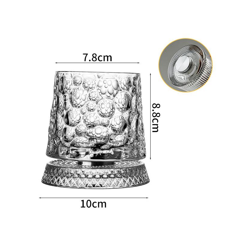 Whiskey Glasses Rotating Whisky Glass with Glass Base 360 Rotate Degrees Crystal Rum Glass for Cocktail Party Drinking 2026 New