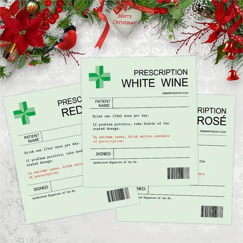 6-piece Set, Fun Prescription Wine Labels, Christmas Fun Novelty Labels, Wine Champagne Bottle Stickers, Party Decoration Stickers