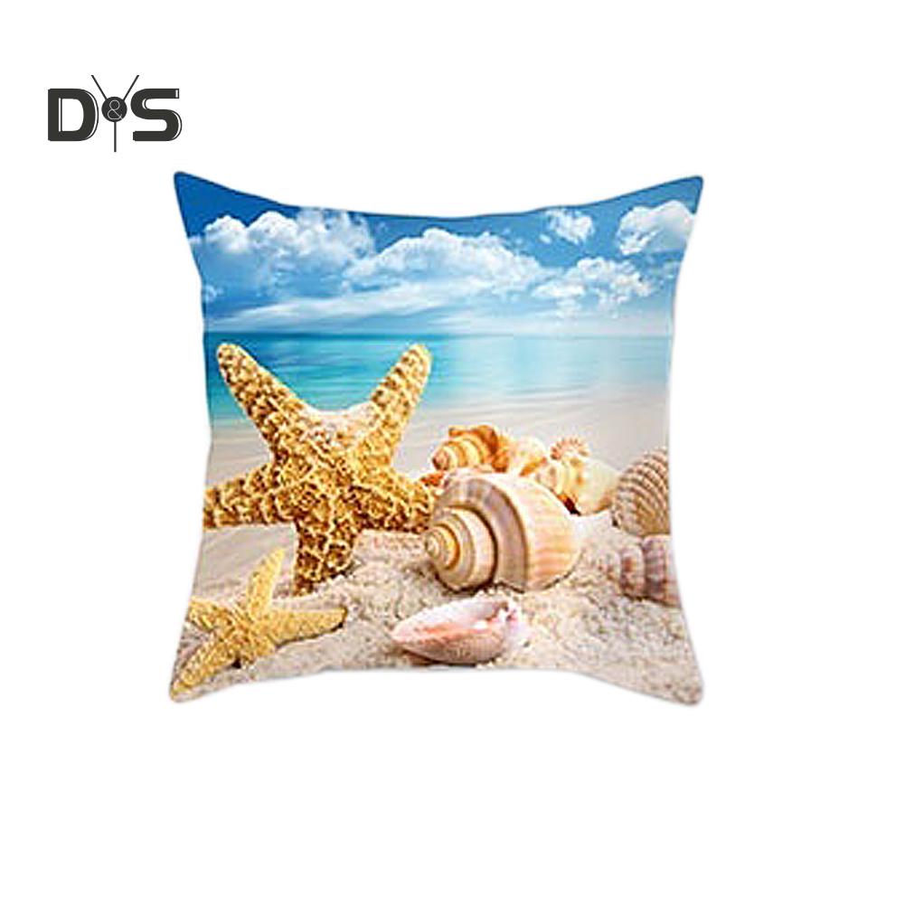 Decorations Home Sea Beach Starfish Seashell Throw Pillow Case Cushion Cover Sofa Bed Car Decor