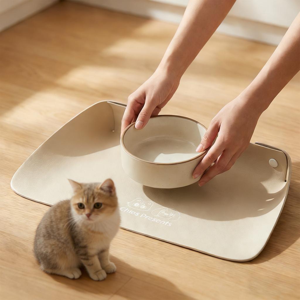 Alfombrilla de Alimentación para Mascotas sin Cuero - Alfombrilla Antiderrames para Cuencos de Gatos y Perros