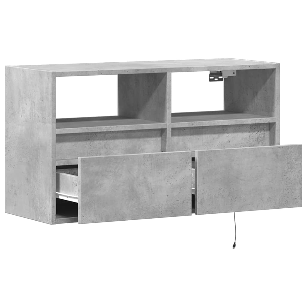 Wall Mounted TV Cabinet with LED Lighting Concrete Grey 80 x 31 x 45 cm