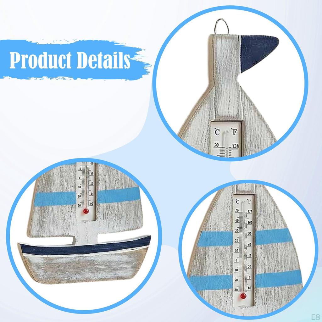 Holz-Wandthermometer Nautisch Innen Außen Hängendes Thermometer für Strandhaus Seehütte