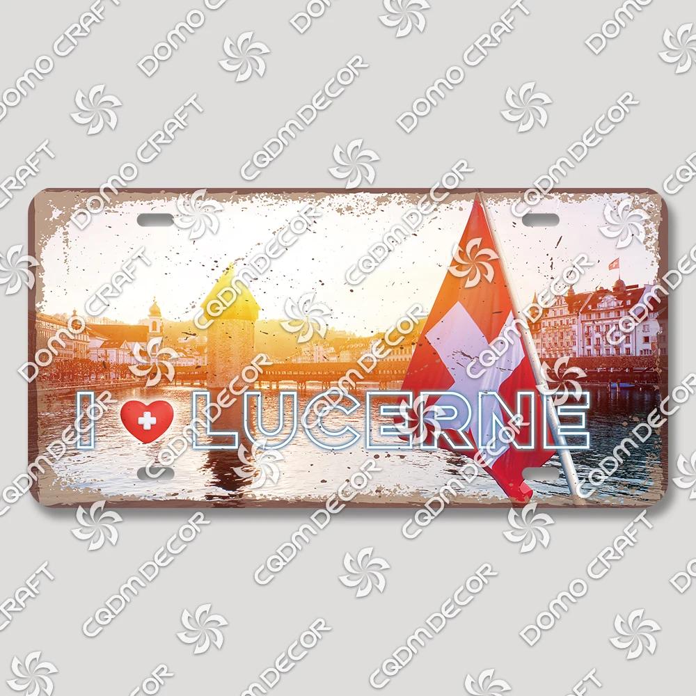 I Love Switzerland Poster License Plates Retro Alps Geneva Zurich Scenery Metal Tin Sign Cafe Living Room Home Wall Decor