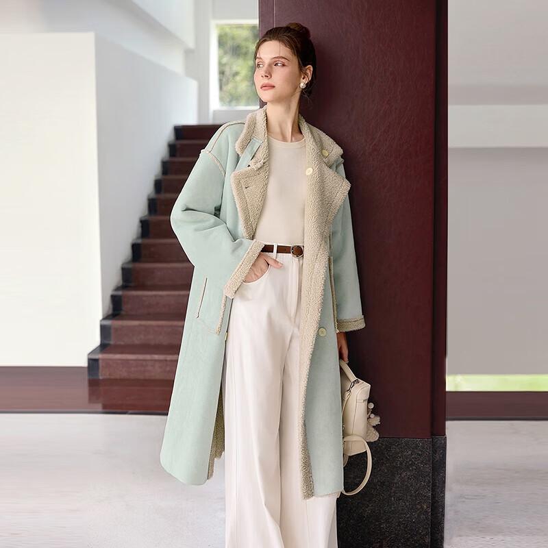 

Women s Lapel Double-Breasted Mid-Length Coat XL