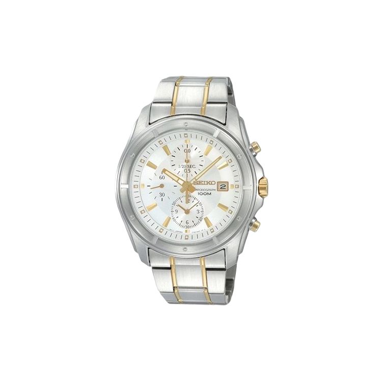Seiko Chronograph Quartz Watch White Dial Men watches SNDB71J1 Silver White