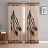 2PC Native American Feather Curtains - Tribal Geometric Border Print Window Drapes for Bedroom Living Room Decor