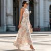 Women's Neck Floral Print Dress for Summer Casual Wear