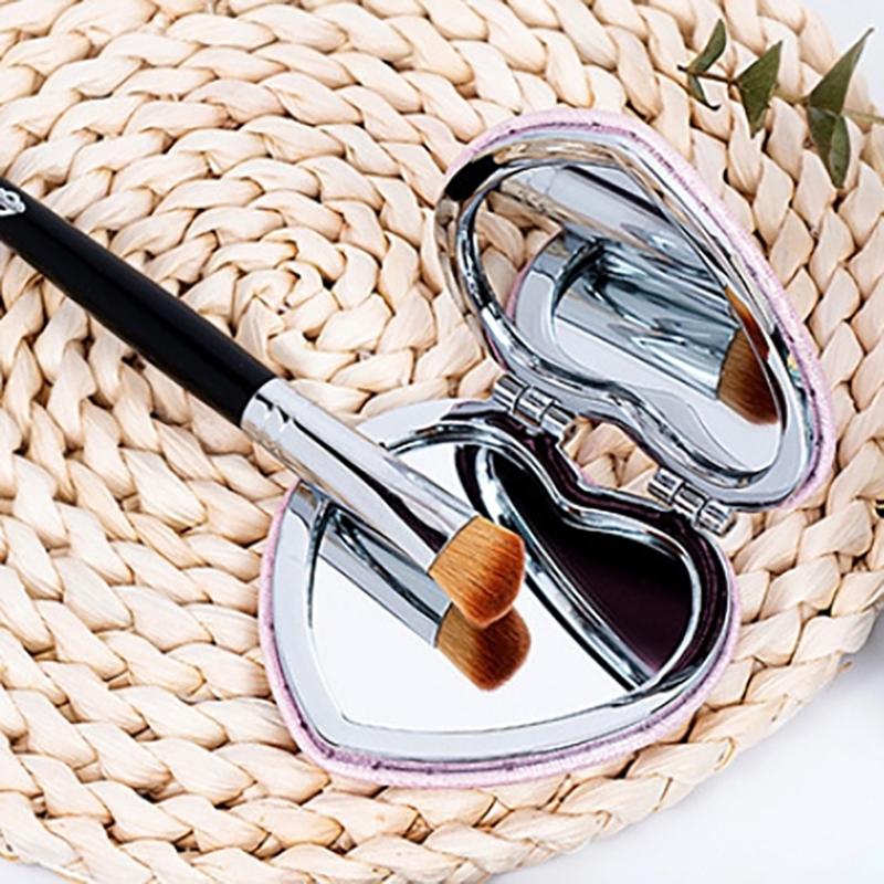 1 Piece Dual Sided Portable Heart Shaped Compact Mirrors Folding Makeup Mirror Travel Size High Definition Pocket Vanity