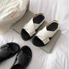 [Shei Su Yinyin] Classic~ Imported Fetal Sheepskin Cross with Open-toed Casual Thick-soled Roman Sandals Women's Summer