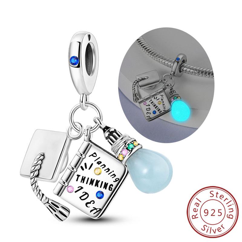 Graduation Series Original Charms Beads Pendant Copper Flowers Cap Heart Charms Fit Bracelet Diy Party Jewelry Gift