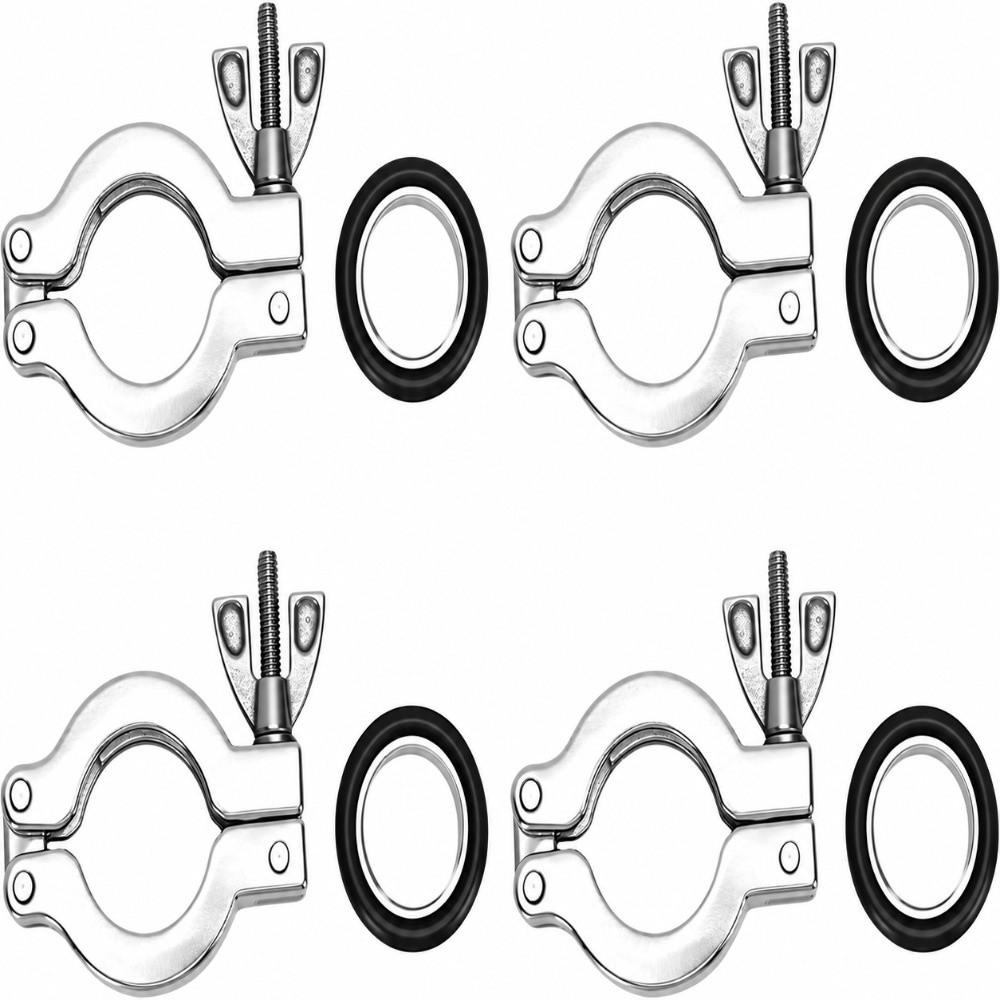 4PCS 304 Stainless Steel+Fluororubber Vacuum Clamp Stainless Steel Clamp  Industrial Equipment