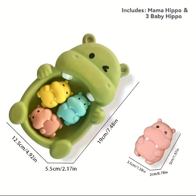 4-Piece set of non-porous design bathroom toys, cute seal and hippo shaped bathtub toy set, floating bathtub toys, bathroom games