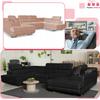 U-shaped Corner Sofa Bed, Extendable F. Bosso Family Sleeping Furniture Dark Beige Velvet