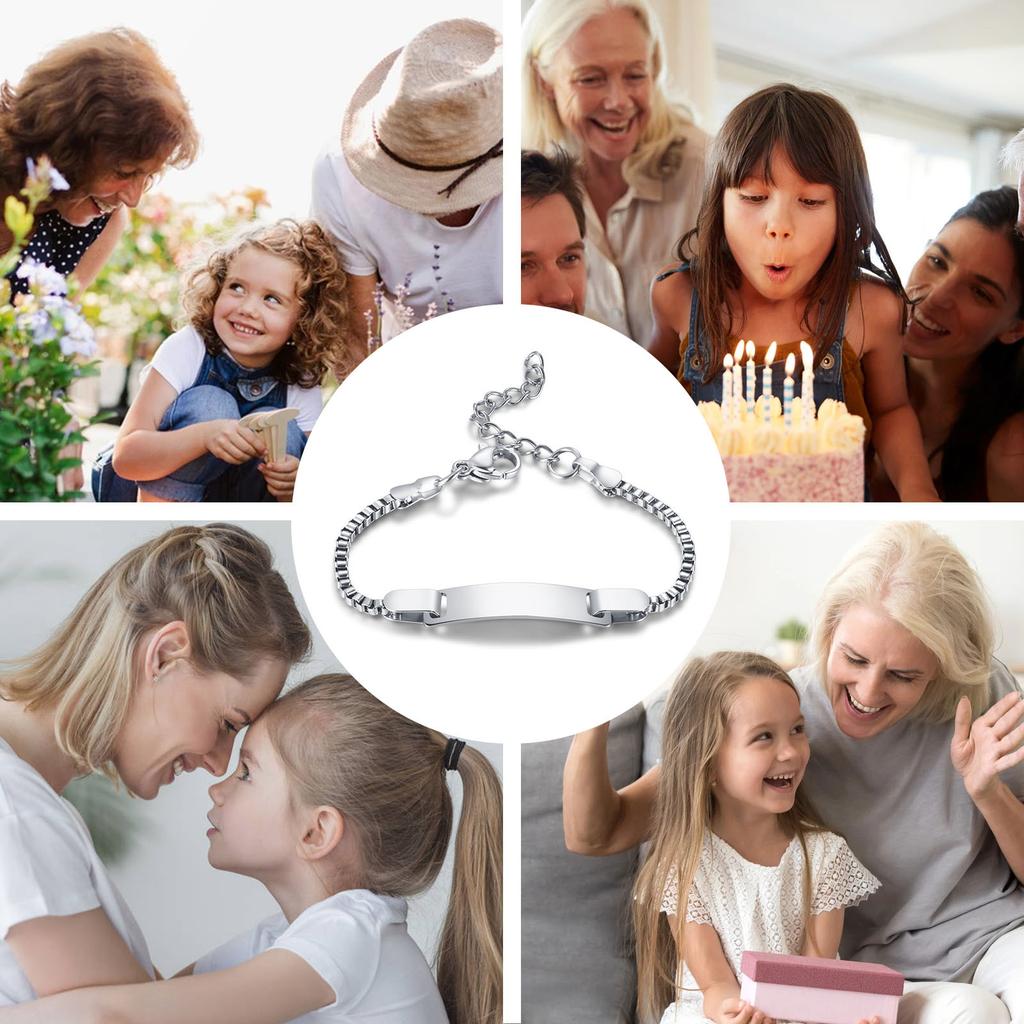 Personalisierter Edelstahl Schmuck Individuell Personalisierter Name ID Armband Mädchen Junge Neugeborene Kinder Geschenke Panzerkette Glied