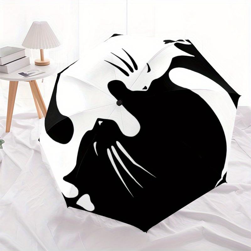 

1pc Cat YinYang Automatic Open 8-Rib Windproof Umbrella, Travel & Commuting, Suitable for All Seasons