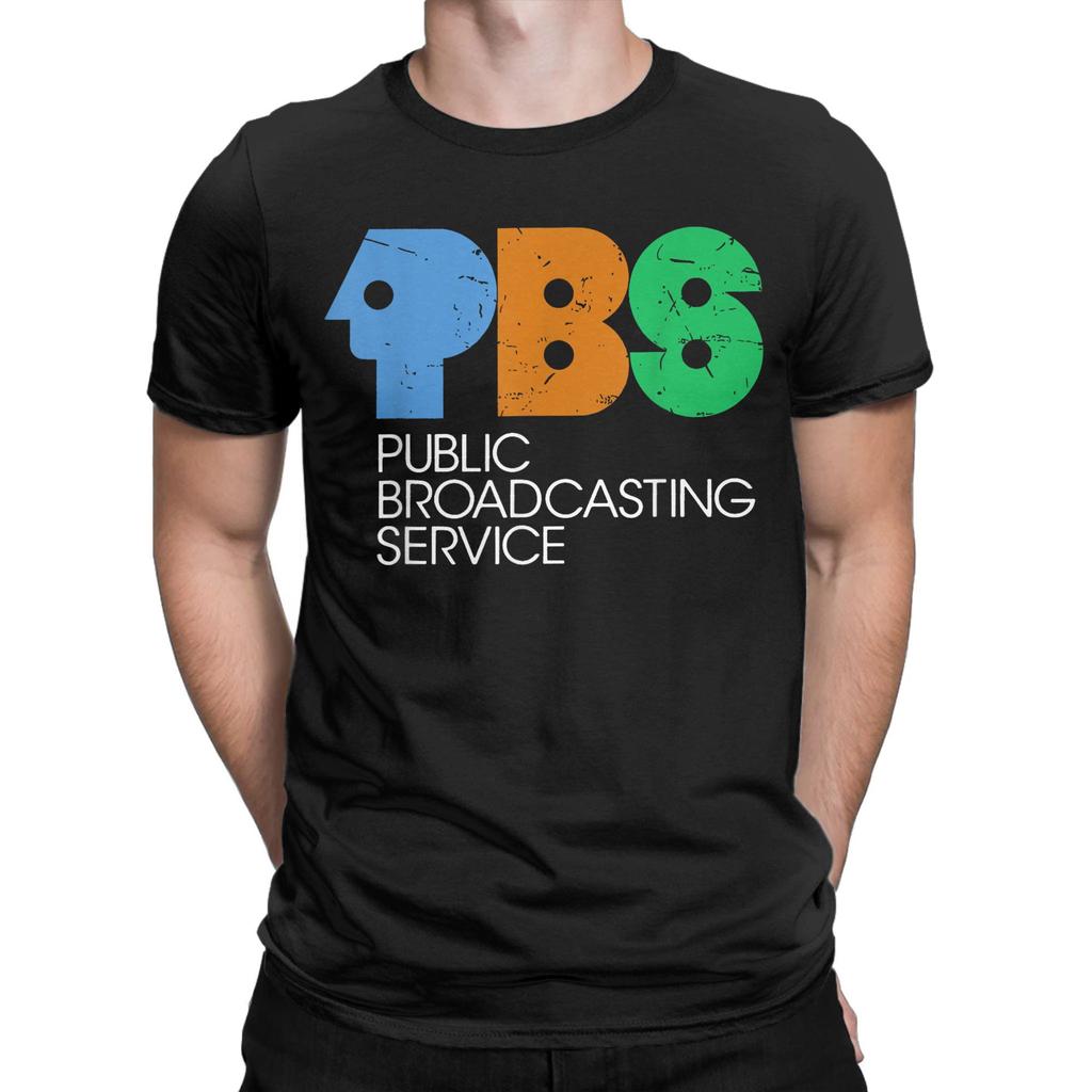 Novelty Vintage 70s 80s Protect P.B.S Logo T-Shirts Men Crew Neck 100% Cotton T Shirts Save PBS Short Sleeve Tee Classic Clothes
