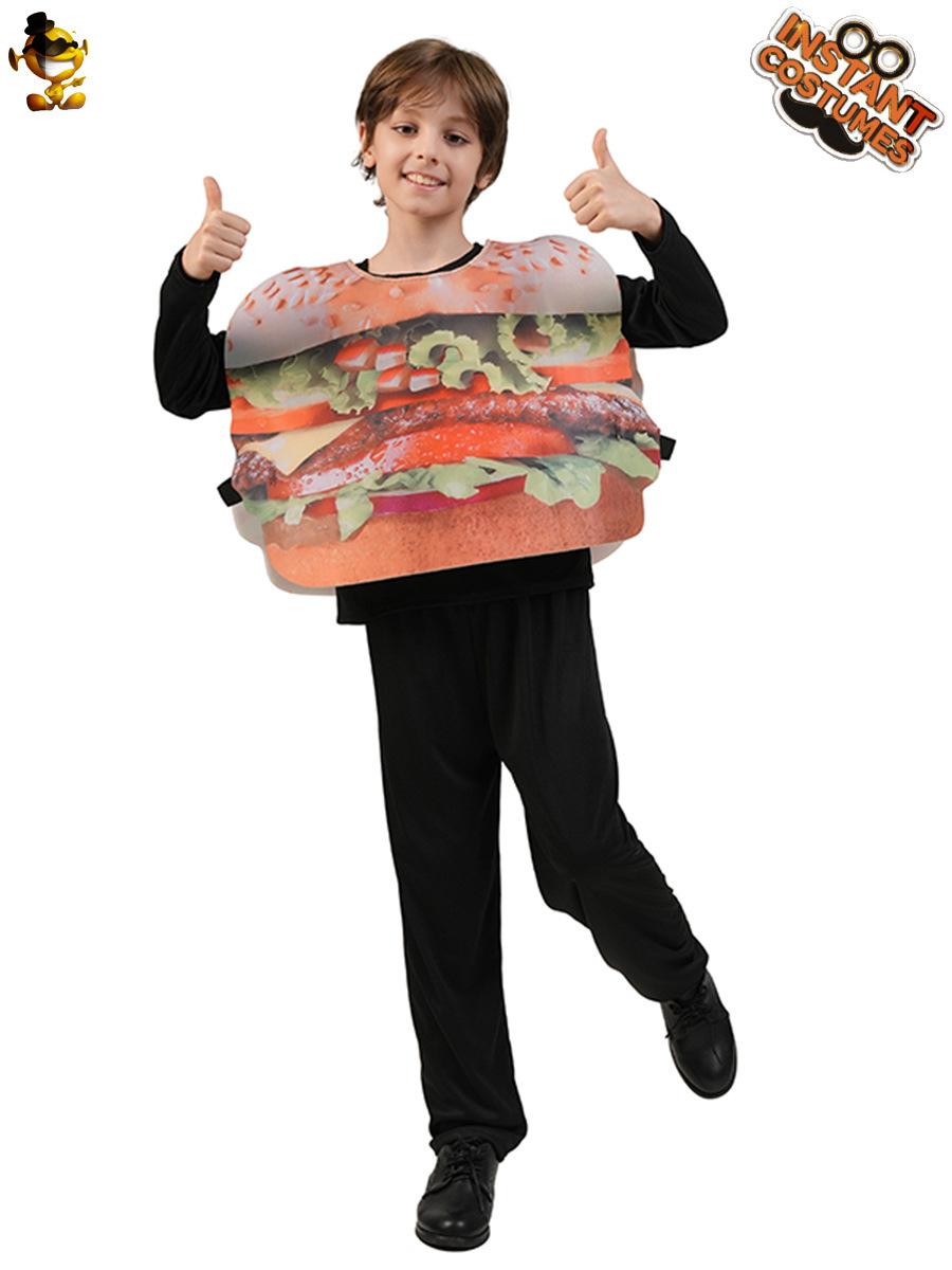Костюм Гамбургера для Родителей и Детей на Хэллоуин Костюм для Сценического Шоу Маскарад Косплей Картофель Фри Костюм Косплея One size fits all