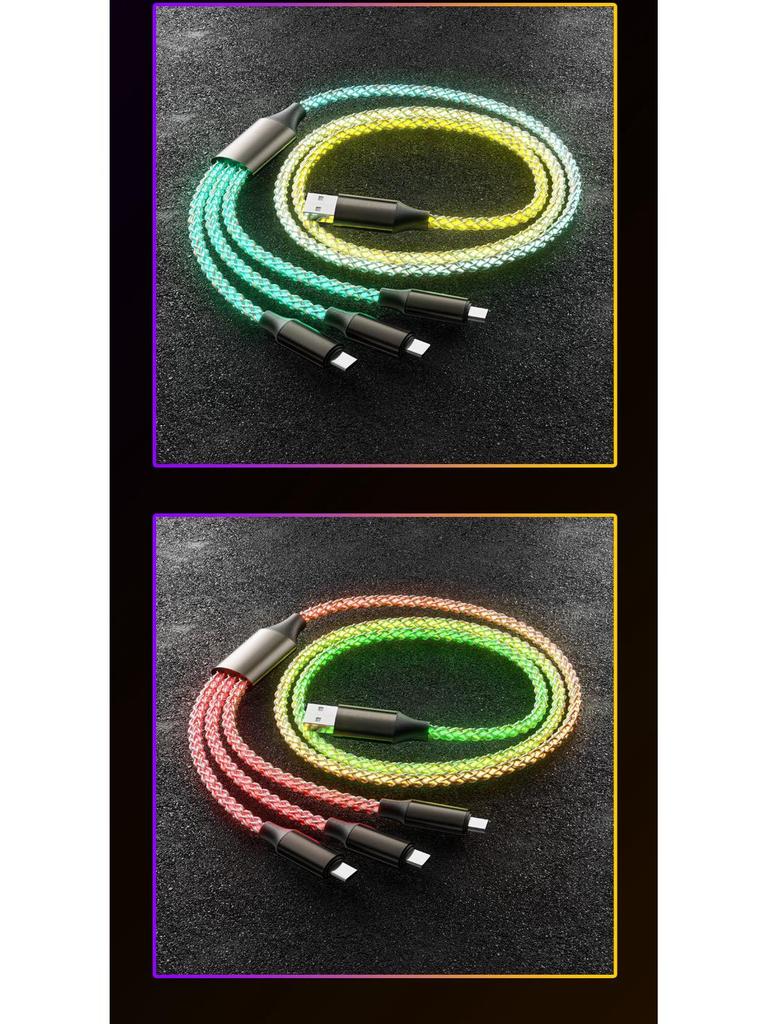 Colorful RGB Gradient Fast Charging 3-in-1 Data Cable with Running Light - Perfect Gift