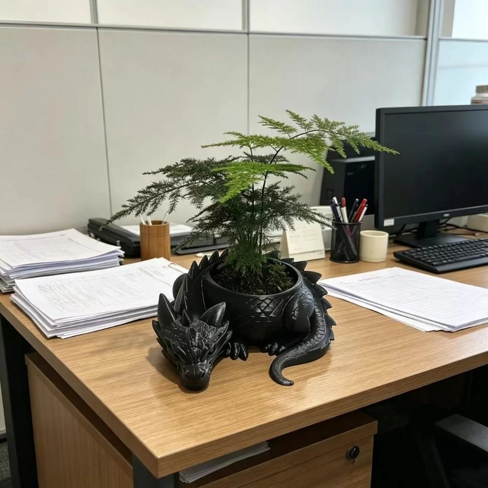 Plastic Draakvormige Plantenpot 3D Geprinte Sieraden Opbergbakje voor Bureau Decoratie