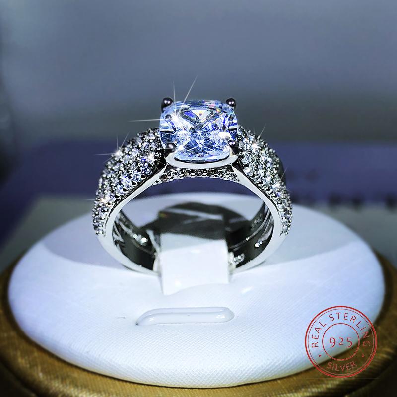 

copper High Quality Fashion Double Ring For Couple White Zircon Super Flash Ring Birthday Party Jewelry Gift 10