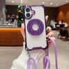 360 Rotation Magnetic Metal Ring Stand Case For Samsung Galaxy S26 S24 FE S25 Ultra S22 S23 Plus Crossbody Lanyard Strap Cover
