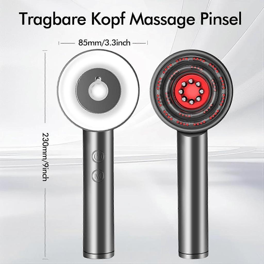 2-in-1 Elektrische Kopfhautmassagebürste, Haaröl-Applikator, Tragbares Kopfhautmassagegerät mit Rotlicht und Knetmassage, Rotlichttherapie, Kopfmassage