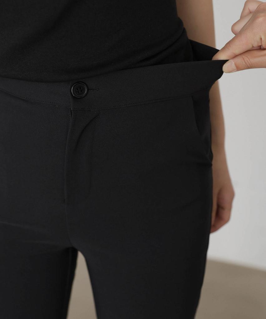 Jikeulib Secret Banding High-Waisted Spandex Black Slacks