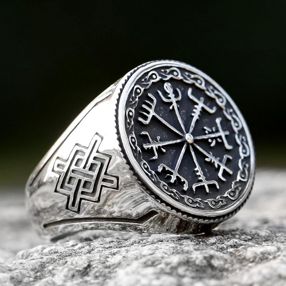 2023 Men's 316L stainless steel Viking Vegvisir Ring For Men  Amulet Scandinavn Jewelry free shipping