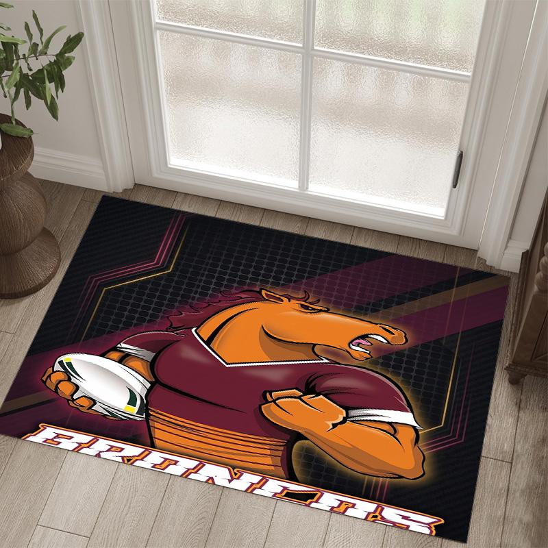 Brisbane Broncos Design Crystal Velvet Carpet Cozy Non?Slip Printed Rug For Bedroom Living Room Entrance