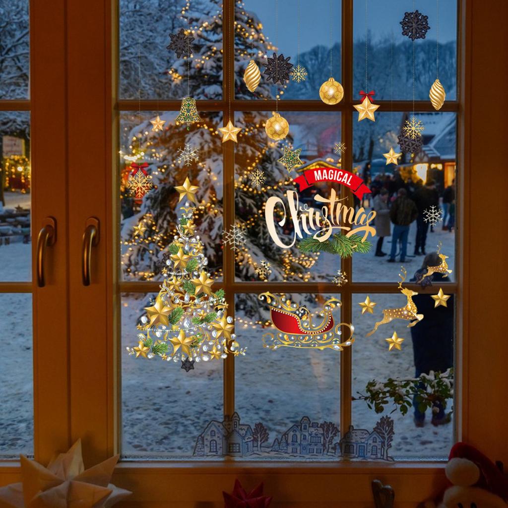 Window Stickers, Snowflakes, Glitter Christmas Decoration Window Stickers, Static Christmas Window Stickers(1PC)