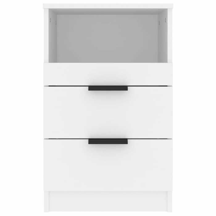 Table de chevet - Maison Exclusive - Blanc - Bois d'ingénierie - 2 tiroirs et 1 compartiment