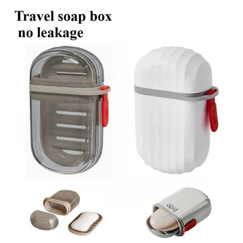 Travel Soap Container with Lid Sealed, Drainable Soap Box, Camping Bathroom Drainage Tray, Portable
