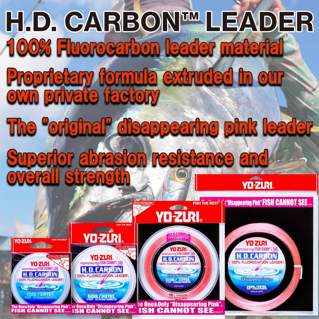 Fluorocarbon Line Carbon Fluoro Leader 30YDS 12Lbs Pink YO-ZURI H.D. Color