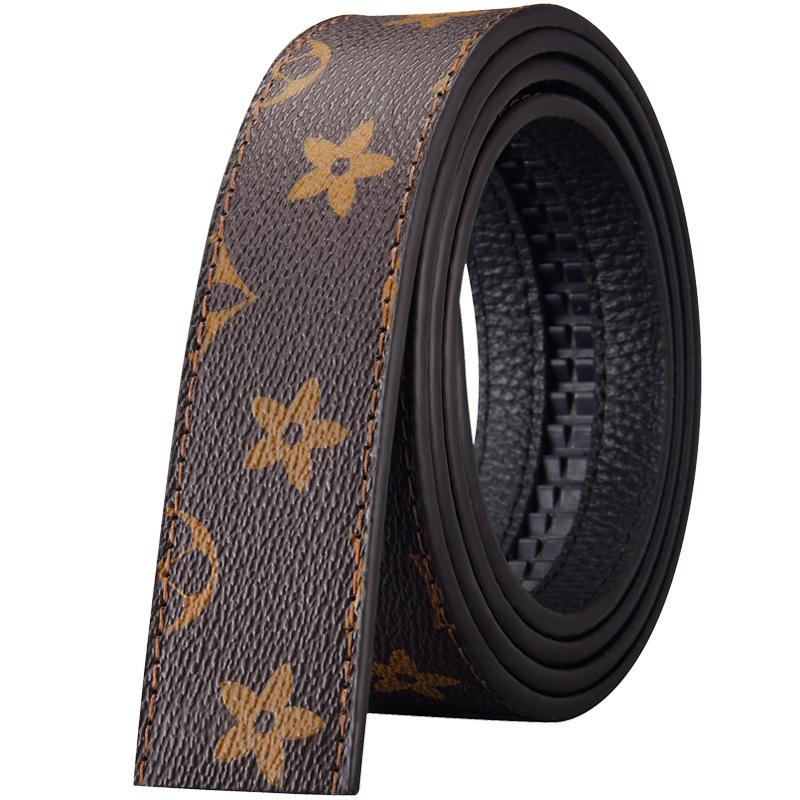 Headless Men's 3.5cm Leather Belt Strap with Automatic Buckle-Free Design