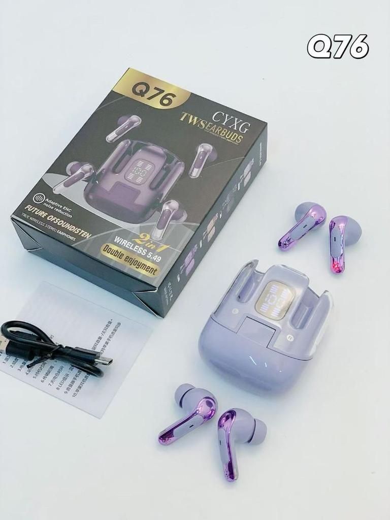 Q76 Dual In-ear Wireless Bluetooth Headset - Long Battery Life, High Sound Quality, Four-in-One Design