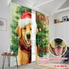 2pcs,2D Plane Printing Curtains Digital Printed Christmas Dog Versatile Fabric (without Rod) All Seasons Ldeal for Living Room,