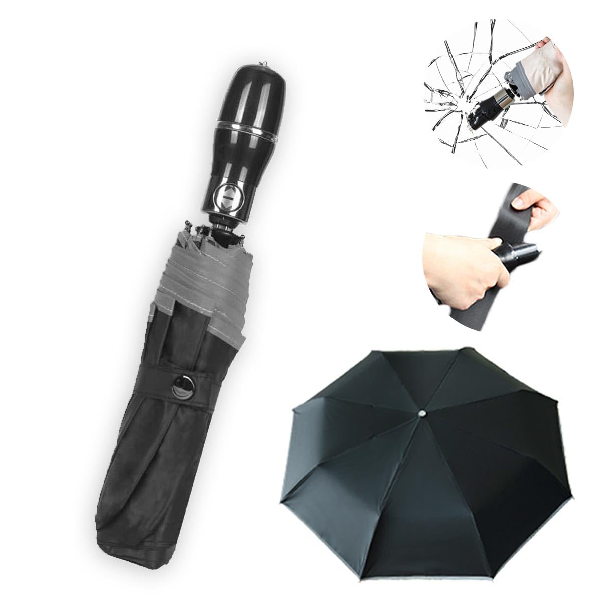 

Аварийный спасательный зонт для и катастрофы Автомобильное окно Ремень безопасности и Аварийный складной автомобильный зонт Полностью автоматический УФ и Солнце Подходит для дождя