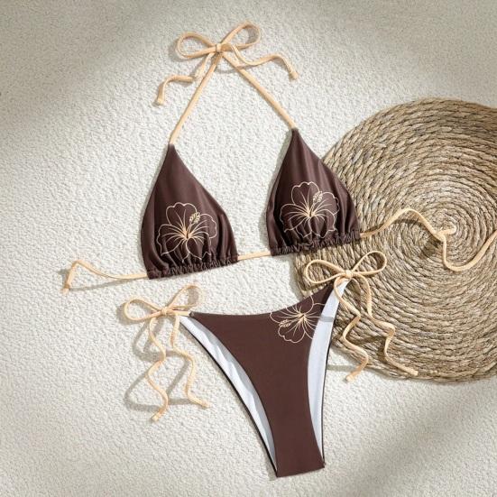 2 Stück/Set Damen Bikini Set Verstellbarer Neckholder Bikini BH Schleife Badehose Set Sommerurlaub Party Badebekleidung